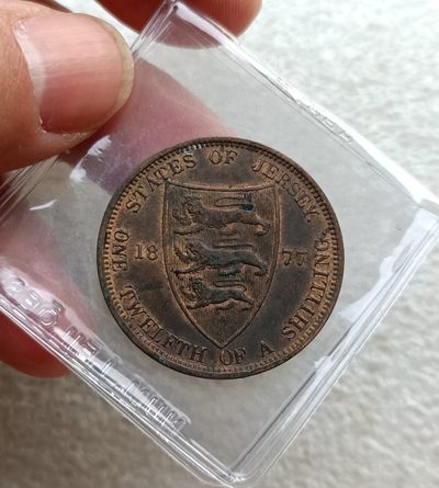 彼得堡世界钱币勋章拍卖第32期 - 英属泽西岛1877年1/12先令铜币，带铜光好品，维多利亚女王