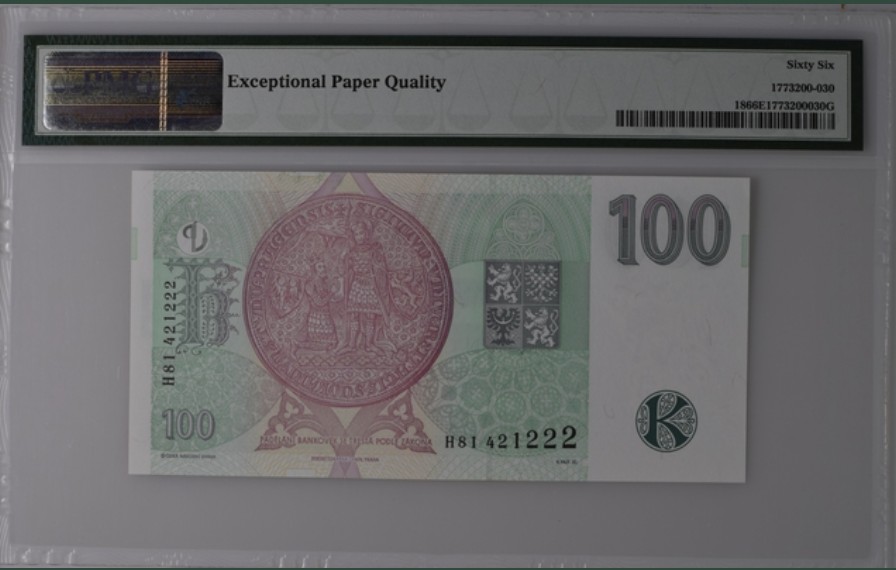 收藏联盟Quantum Auction 第221期拍卖 （已更新） 捷克共和国1997年100克朗 PMG66
