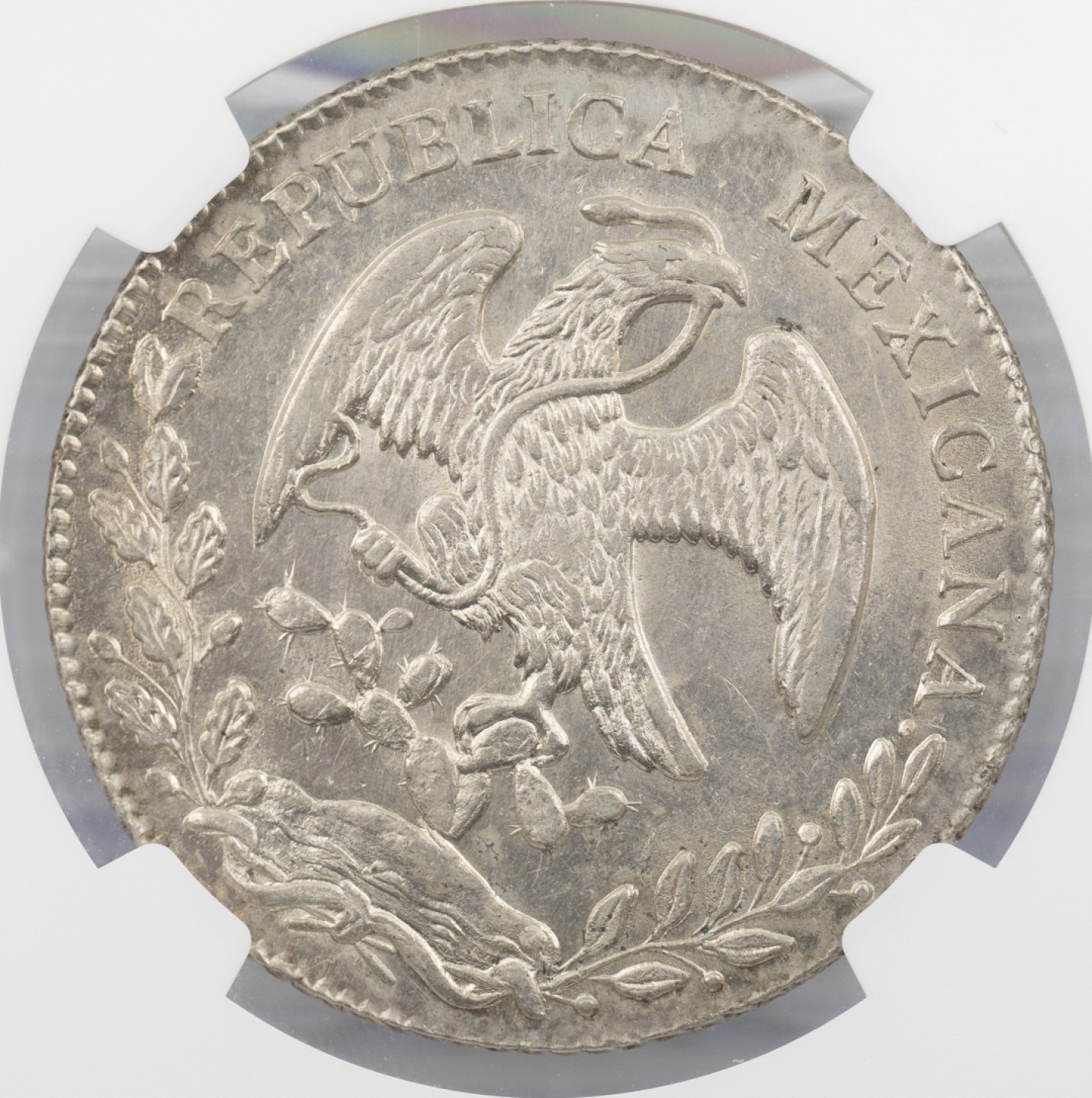 万国钱币拍卖第003期（圣诞精品特拍） 墨西哥1861年MO CH 花边鹰洋8R，中期版本，好品少，底光好，62分已是第四名分数。