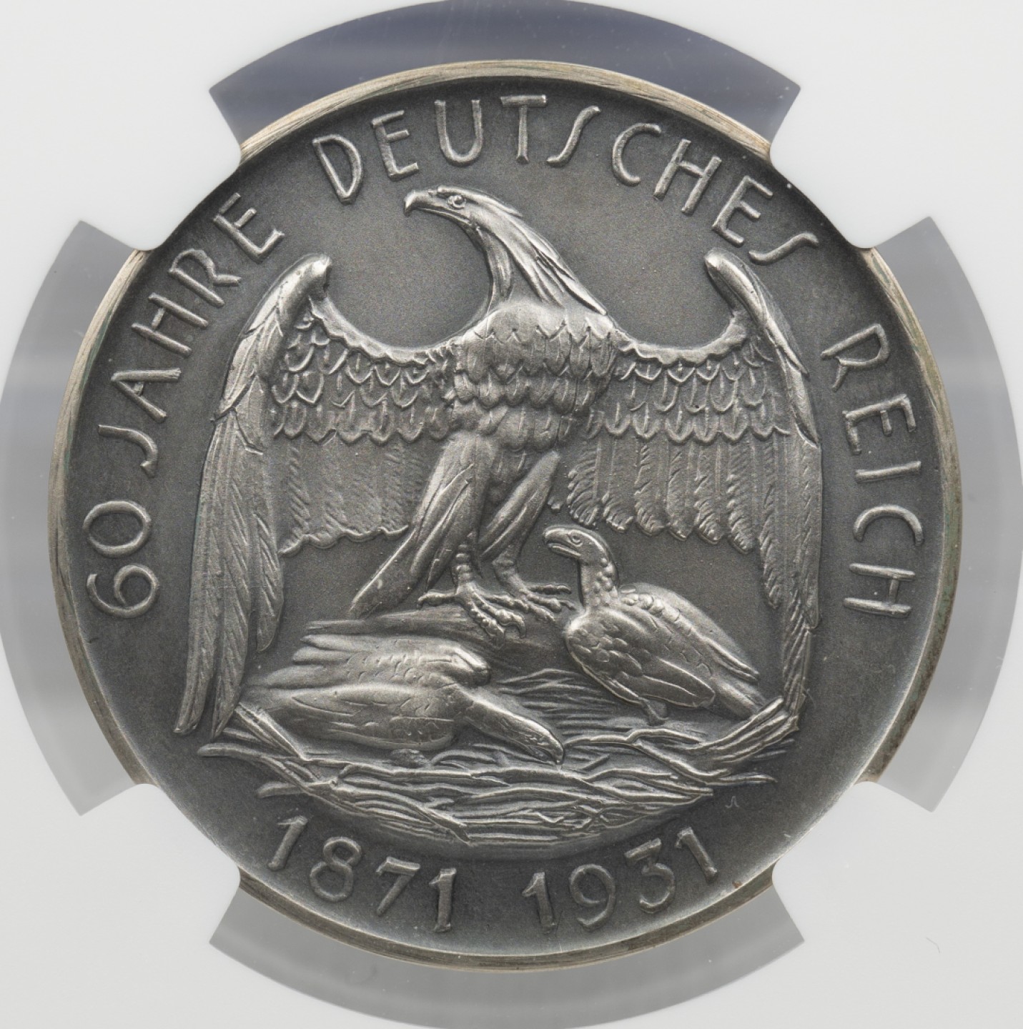 万国钱币拍卖第003期（圣诞精品特拍） 1931德国俾斯麦银章 德意志帝国60周年纪念，磨砂精铸，品相完美。