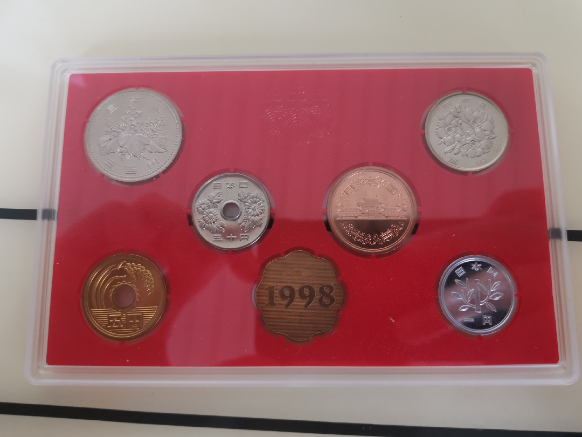 小岛钱币 第一拍  日本纪念币专场 满百包邮 1998国内主要行事1—500円7枚带虎年纪念章