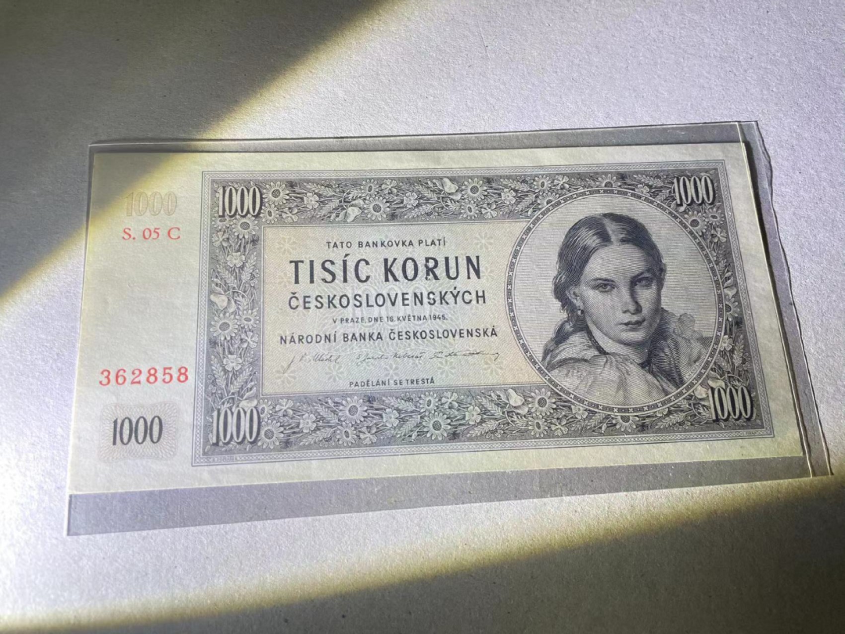 【Blue Auction】✨世界纸币精拍第269期——圣诞专场（Thanks for Mobing） 【样钞】捷斯 1945年 1000克朗 UNC- 大票幅 