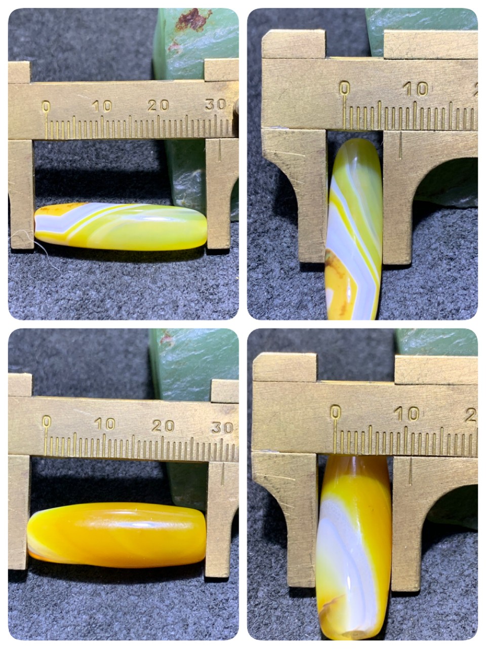 高玉化鸡油黄玛瑙通货桶珠3个，