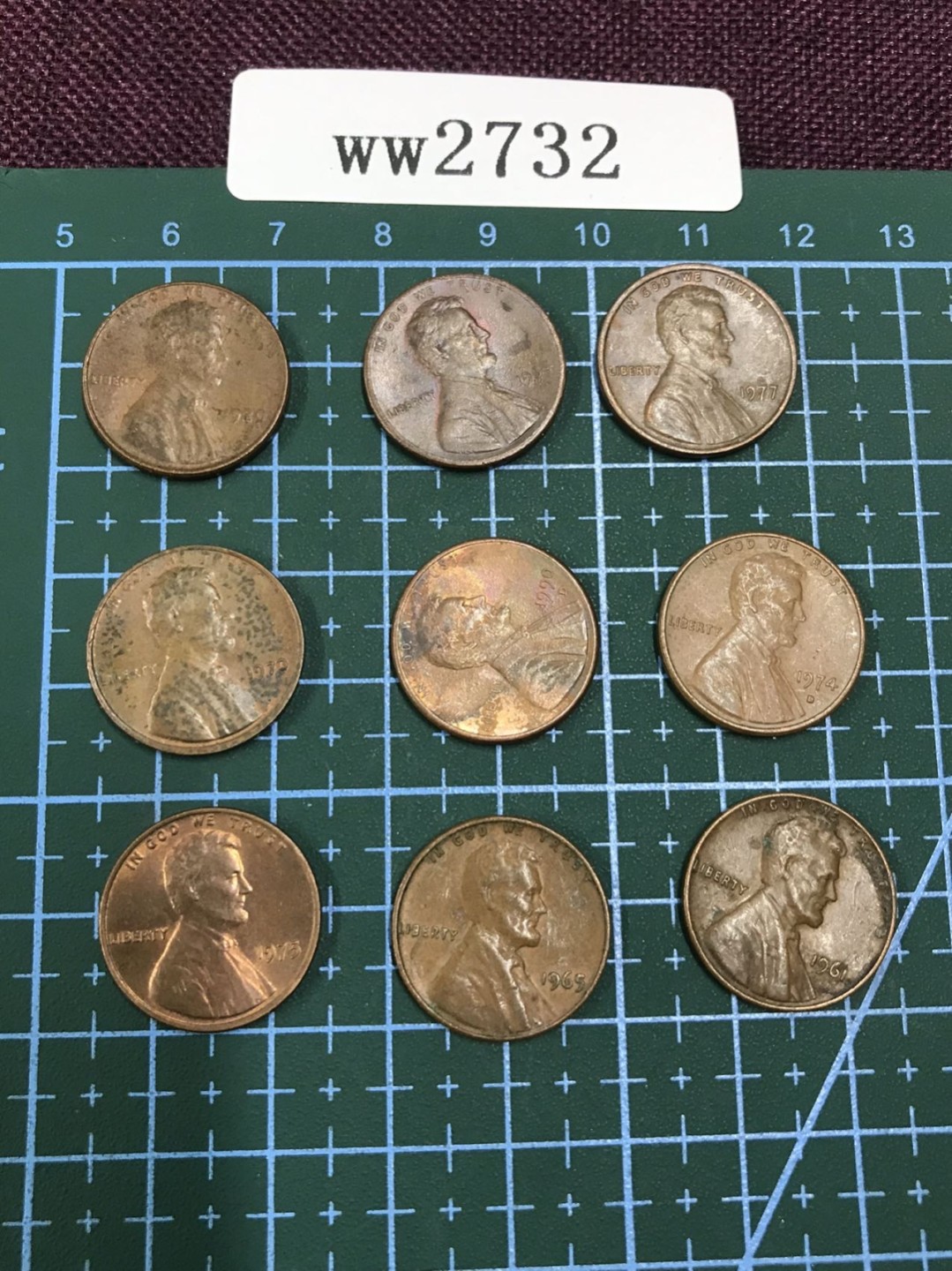 硬币1 美国硬币九枚 面值1美分