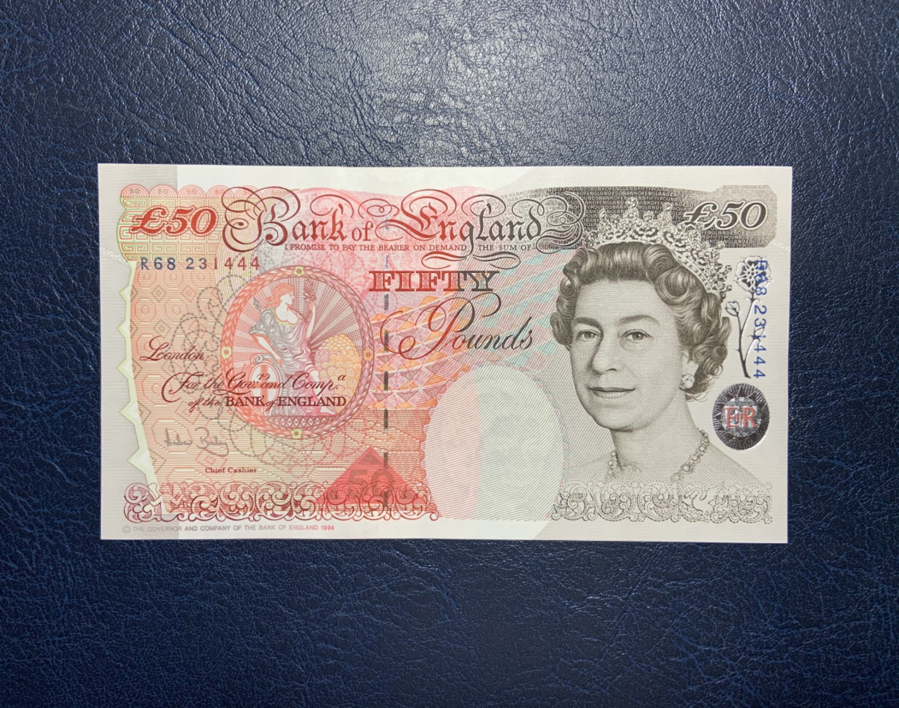 收藏联盟Quantum Auction 第221期拍卖 （已更新） 英国1994年50镑 品相全新UNC 豹子号