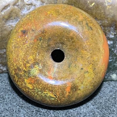 精美战国红玛瑙草花纹面包圈平安扣一个！ - 精美战国红玛瑙草花纹面包圈平安扣一个！