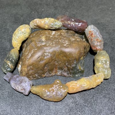 精美阿拉善管状筋脉石原石手串一条， - 精美阿拉善管状筋脉石原石手串一条，