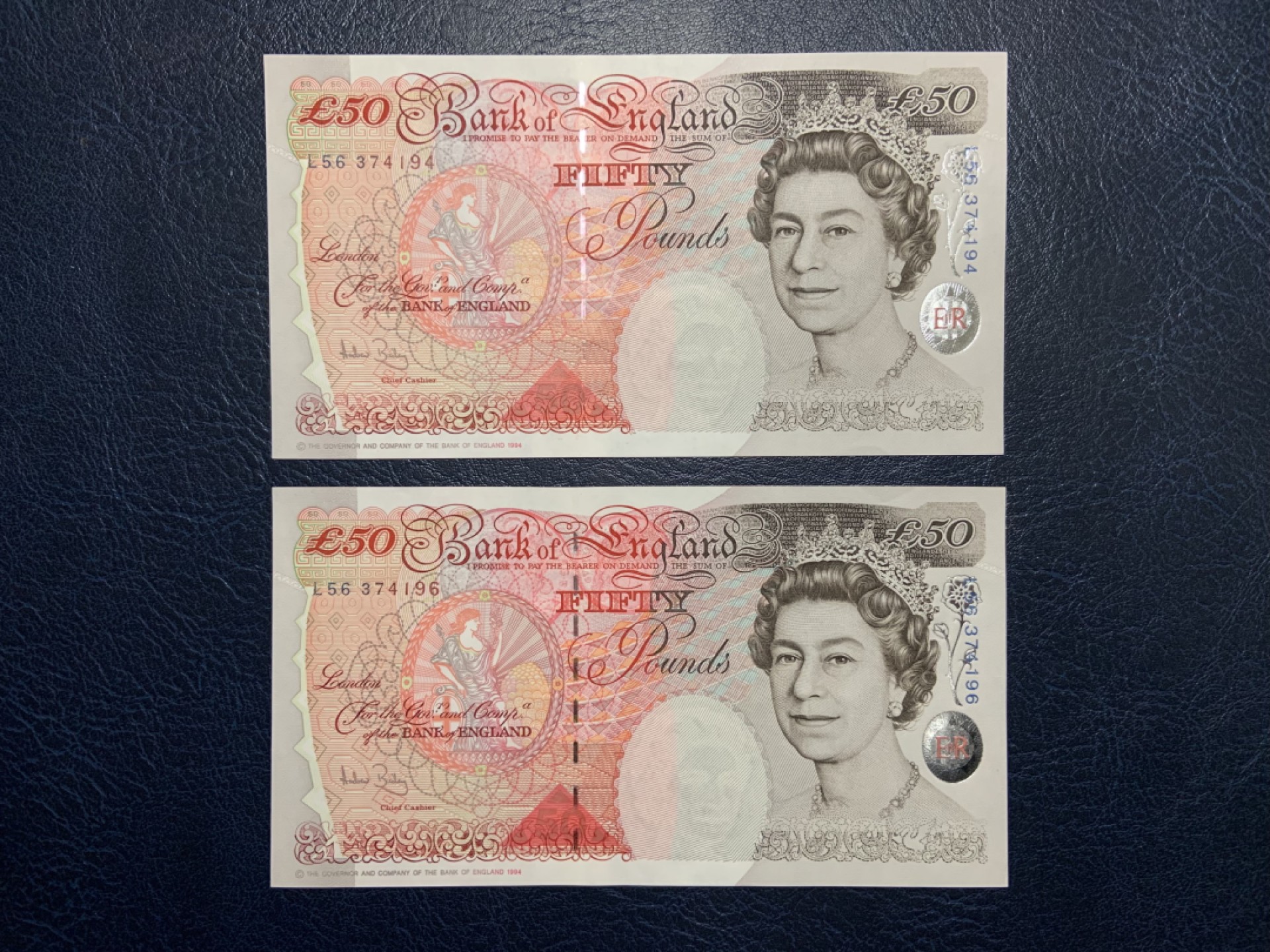 收藏联盟Quantum Auction 第221期拍卖 （已更新） 英国1994版50英镑跳连两张 品相UNC