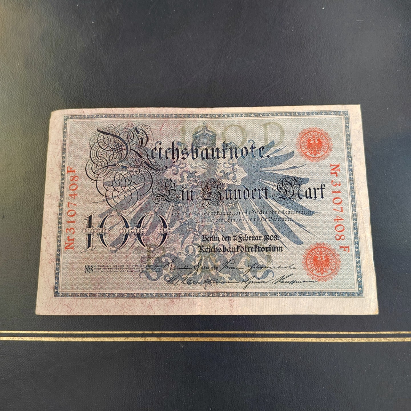 王之爱好～外国纸币 1908年，100马克，德国纸币