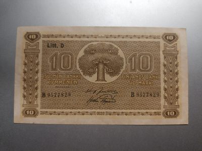 【专场20221224】西风东渐第VII期——欧洲纸币专场 - 【拍品003】芬兰1939版10马克全新UNC-