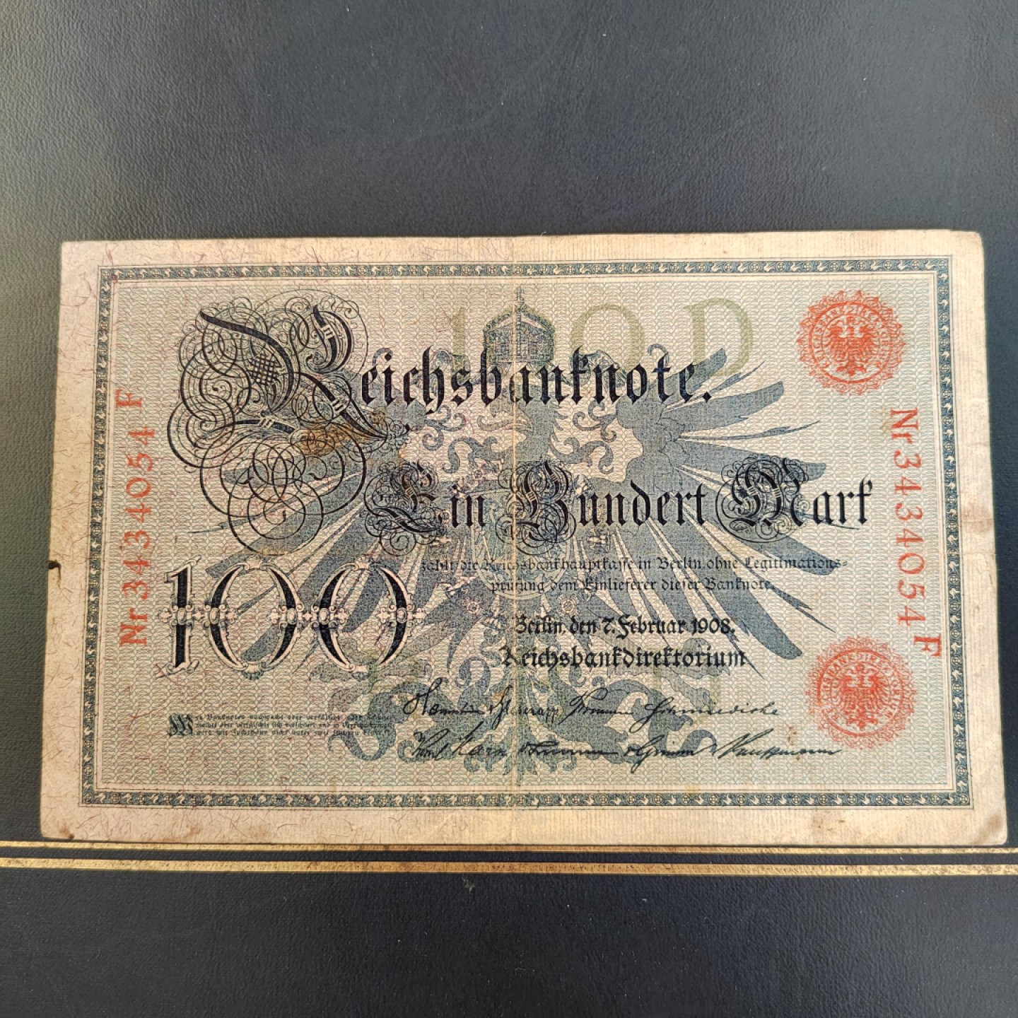 王之爱好～外国纸币 1908年，100马克，德国纸币