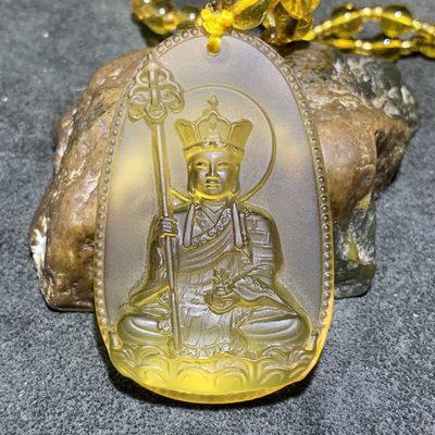 放福利！精美古法金珀色琉璃地藏王菩萨吊坠一个！ - 放福利！精美古法金珀色琉璃地藏王菩萨吊坠一个！