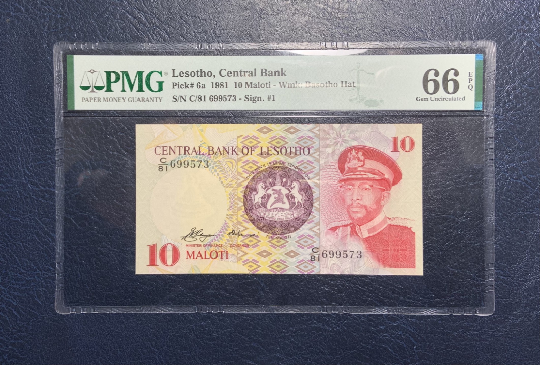 收藏联盟Quantum Auction 第221期拍卖 （已更新） 莱索托1981年10马洛蒂 PMG66 初版稀少