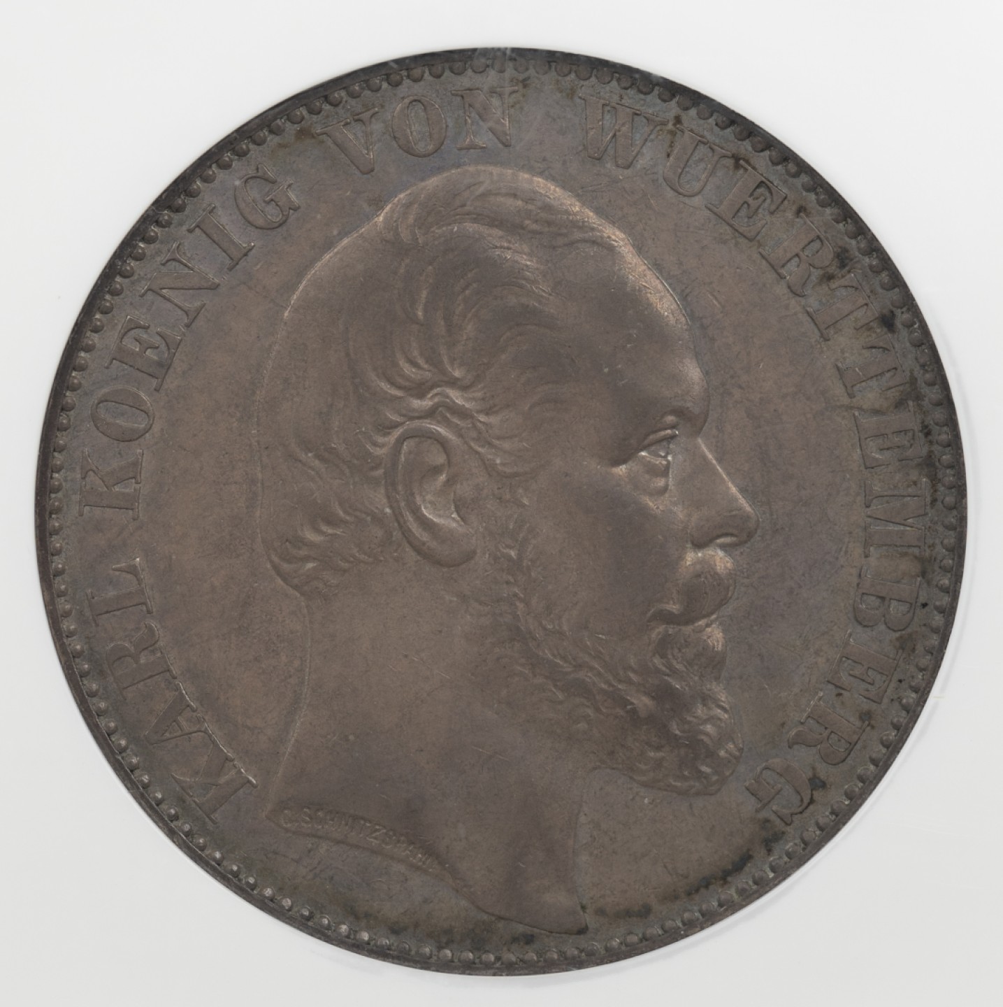 万国钱币拍卖第003期（圣诞精品特拍） 1871德国符腾堡卡尔胜利泰勒 老盒厚重深彩 浑然一体的包浆 细节完好 上手更加惊艳