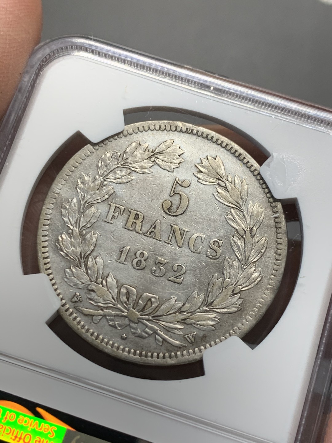 《竞宝斋》第128场-周日，周一 ，2场连拍（全场包邮） NGC XF 法国 1832年W版  菲利普 5法郎银币