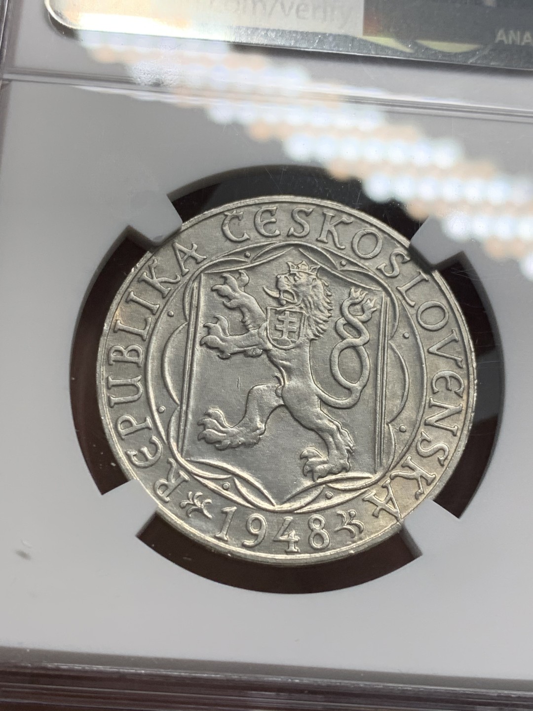 《竞宝斋》第128场-周日，周一 ，2场连拍（全场包邮） NGC-UNC 捷克斯洛伐克1948年查理大学600周年100克朗银币