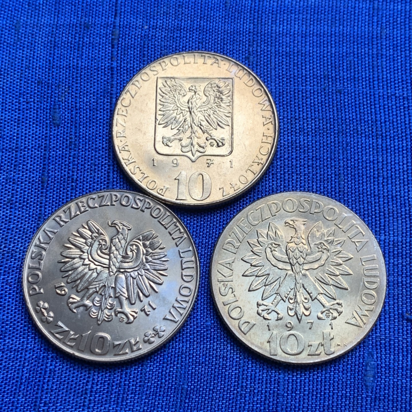 《竞宝斋》第128场-周日，周一 ，2场连拍（全场包邮） 波兰  1971  FAO纪念币三枚 含两枚样币