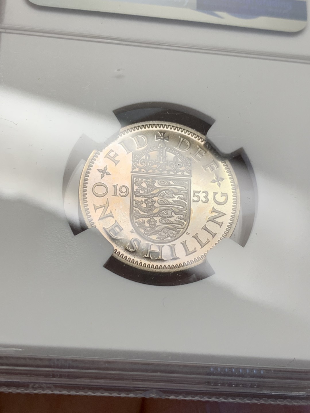 《竞宝斋》第128场-周日，周一 ，2场连拍（全场包邮） NGC PF65 1953年英国伊丽莎白二世首年精制1先令（ENGLAND)