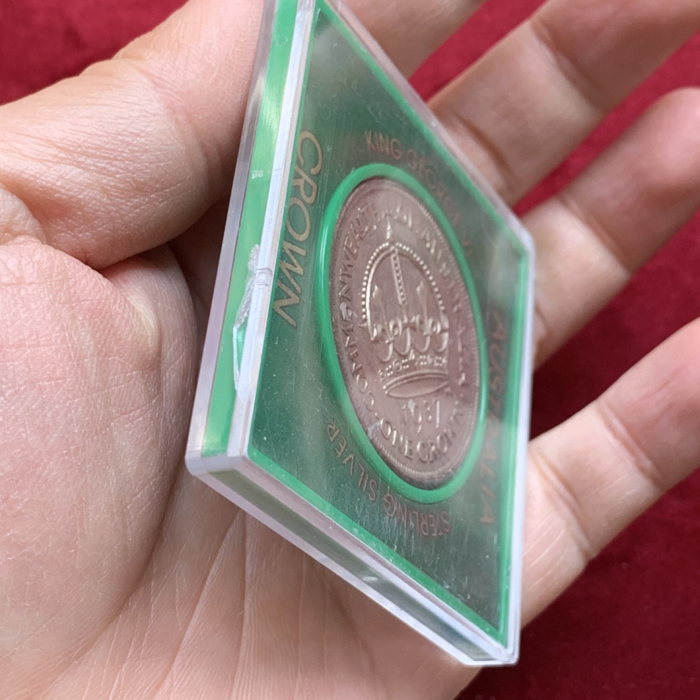 《竞宝斋》第128场-周日，周一 ，2场连拍（全场包邮） 英联邦 澳大利亚 1937年 乔六 皇冠1克朗 大银币 原盒 盒子不会打开 细节见图