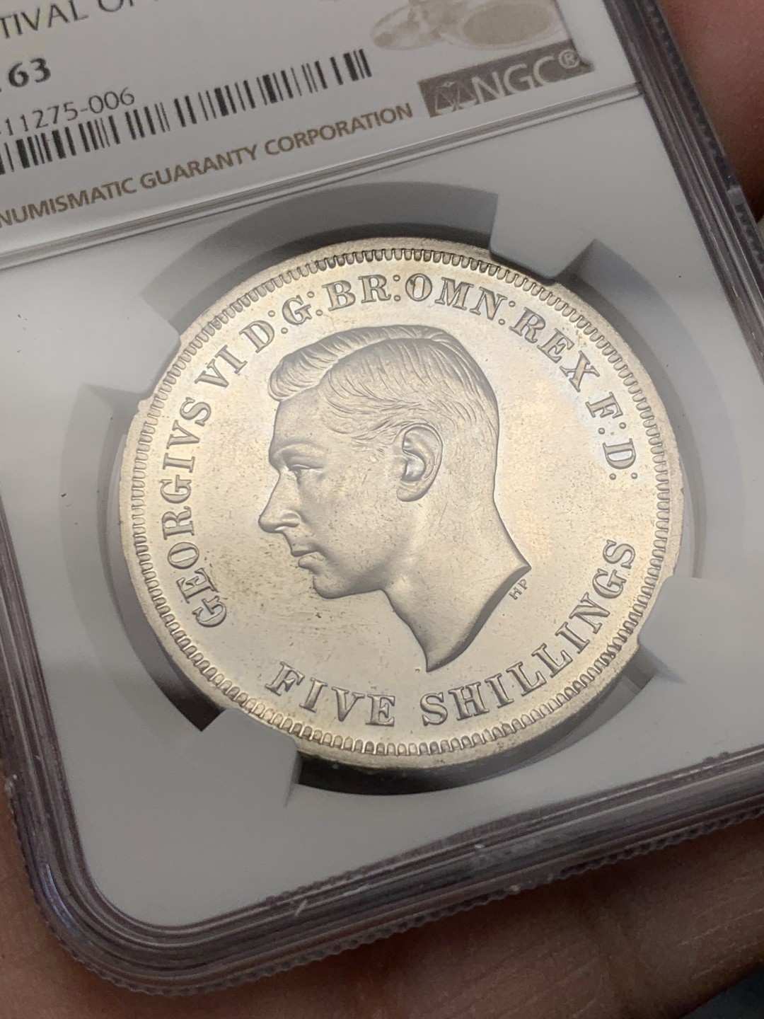 《竞宝斋》第128场-周日，周一 ，2场连拍（全场包邮） NGC-PL63 英国 1951年 1克朗 乔六镍马剑类精制币 值得收藏的马剑
