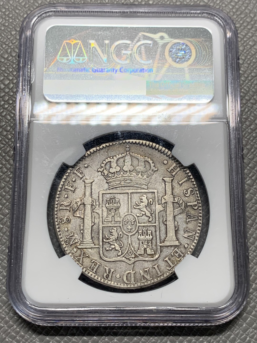 《竞宝斋》第128场-周日，周一 ，2场连拍（全场包邮） NGC XF40  1778年 墨西哥卡三大银币，有分难得，状态不错