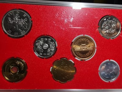 捡漏零元起+1 小岛日本纪念币专场 第二拍  日本纪念币 1996 年1-500円带鼠年纪念章 7 枚日本套币