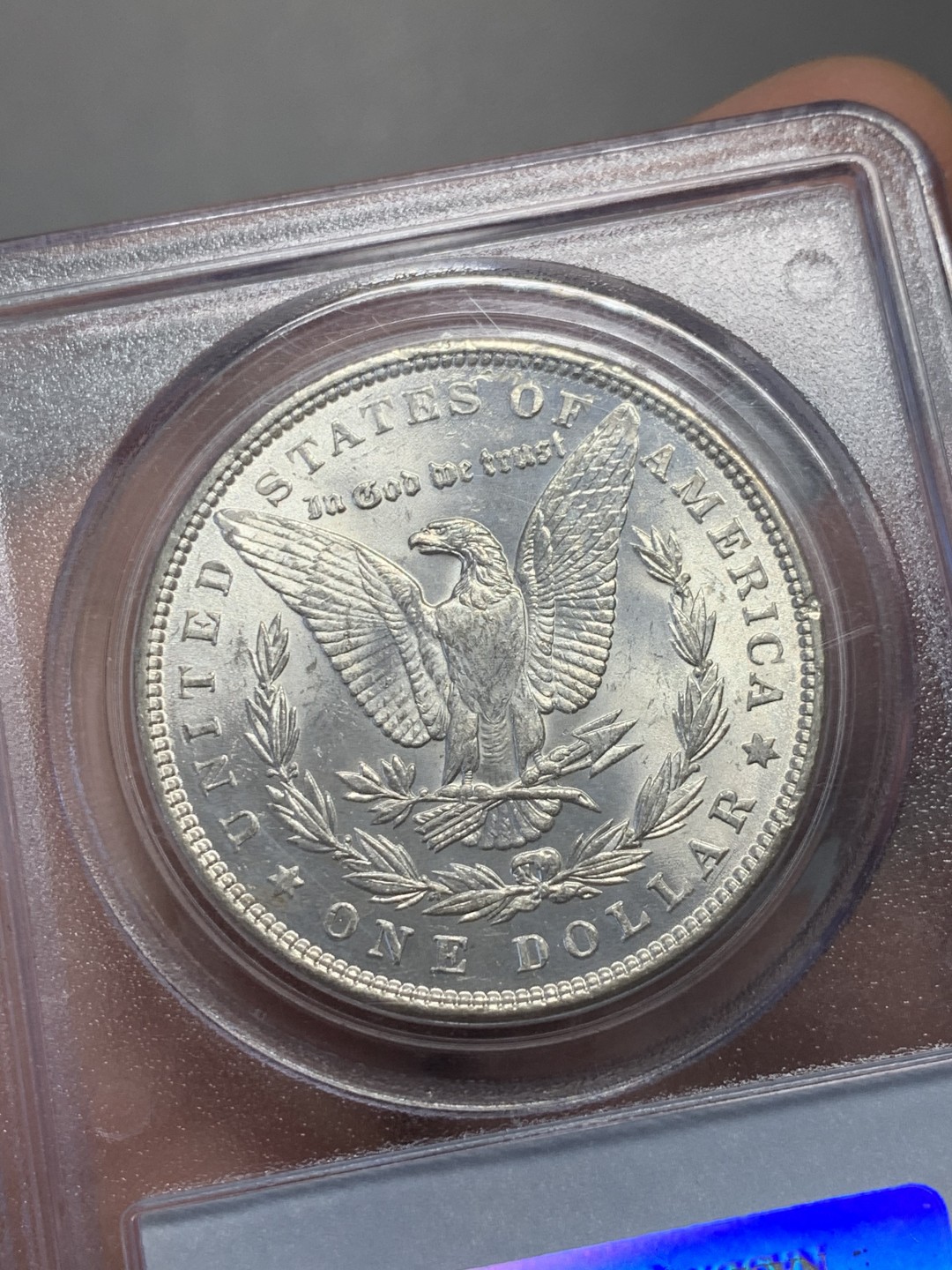 《竞宝斋》第128场-周日，周一 ，2场连拍（全场包邮） PCGS-MS63 美国 1886年1美元 摩根 银币 霜面效果 老盒