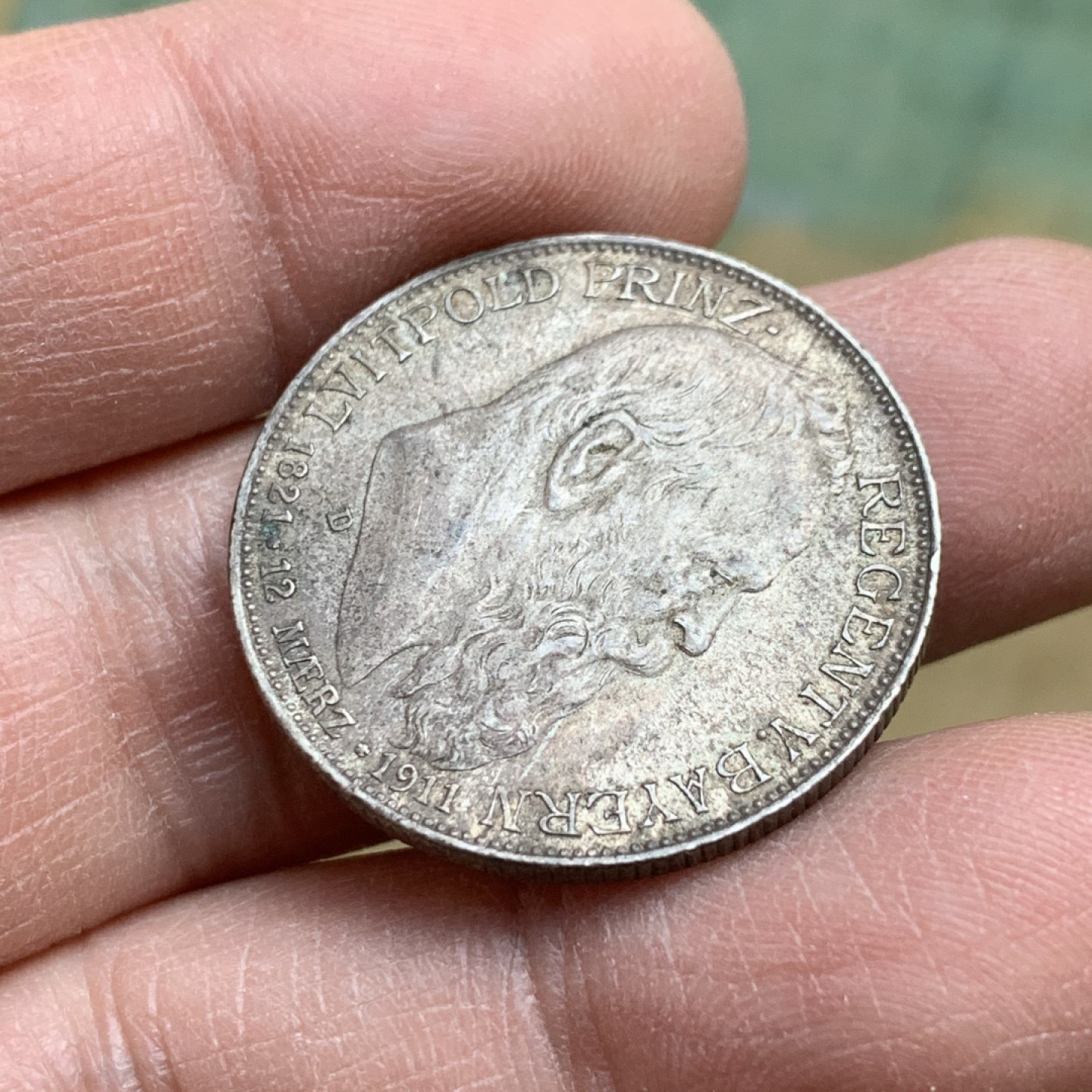 《竞宝斋》第128场-周日，周一 ，2场连拍（全场包邮） 德国  1911  巴伐利亚90周年 2马克 银币