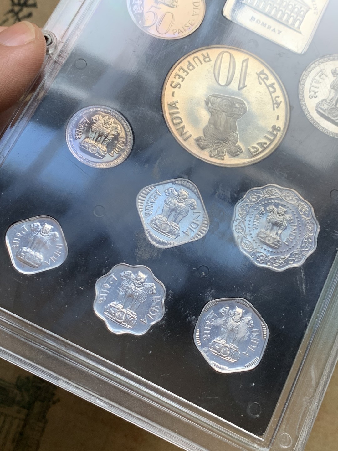 《竞宝斋》第128场-周日，周一 ，2场连拍（全场包邮） 印度1973年精制套币含银币