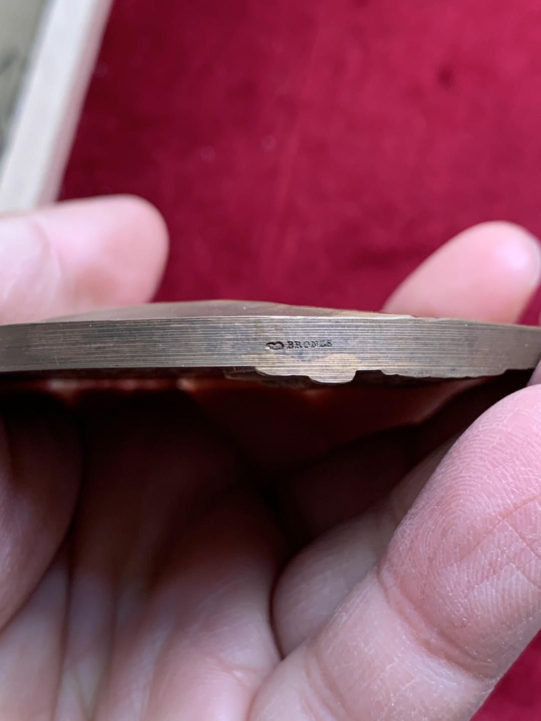 《竞宝斋》第128场-周日，周一 ，2场连拍（全场包邮） 法国社会学家阿尔伯特1951原盒铜章 高浮雕雅典娜漂亮 直径68mm