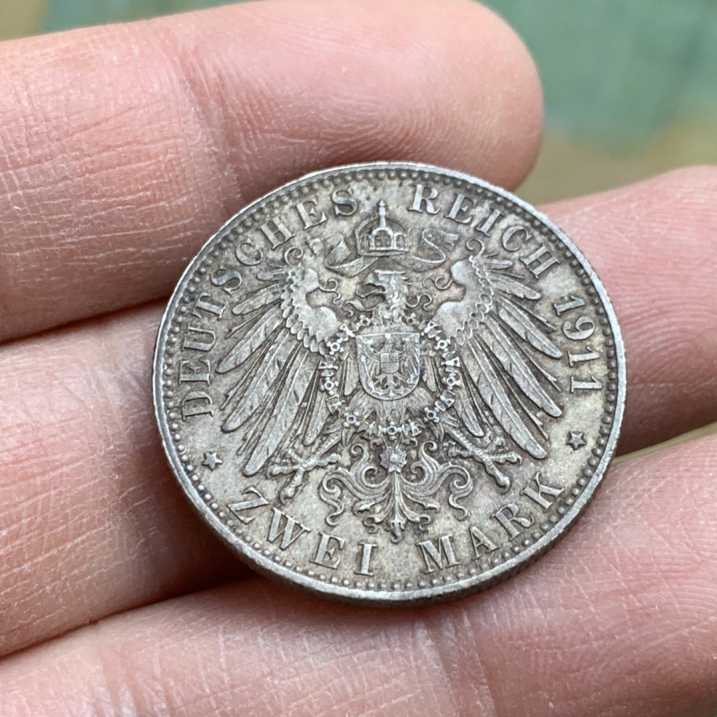 《竞宝斋》第128场-周日，周一 ，2场连拍（全场包邮） 德国  1911  巴伐利亚90周年 2马克 银币