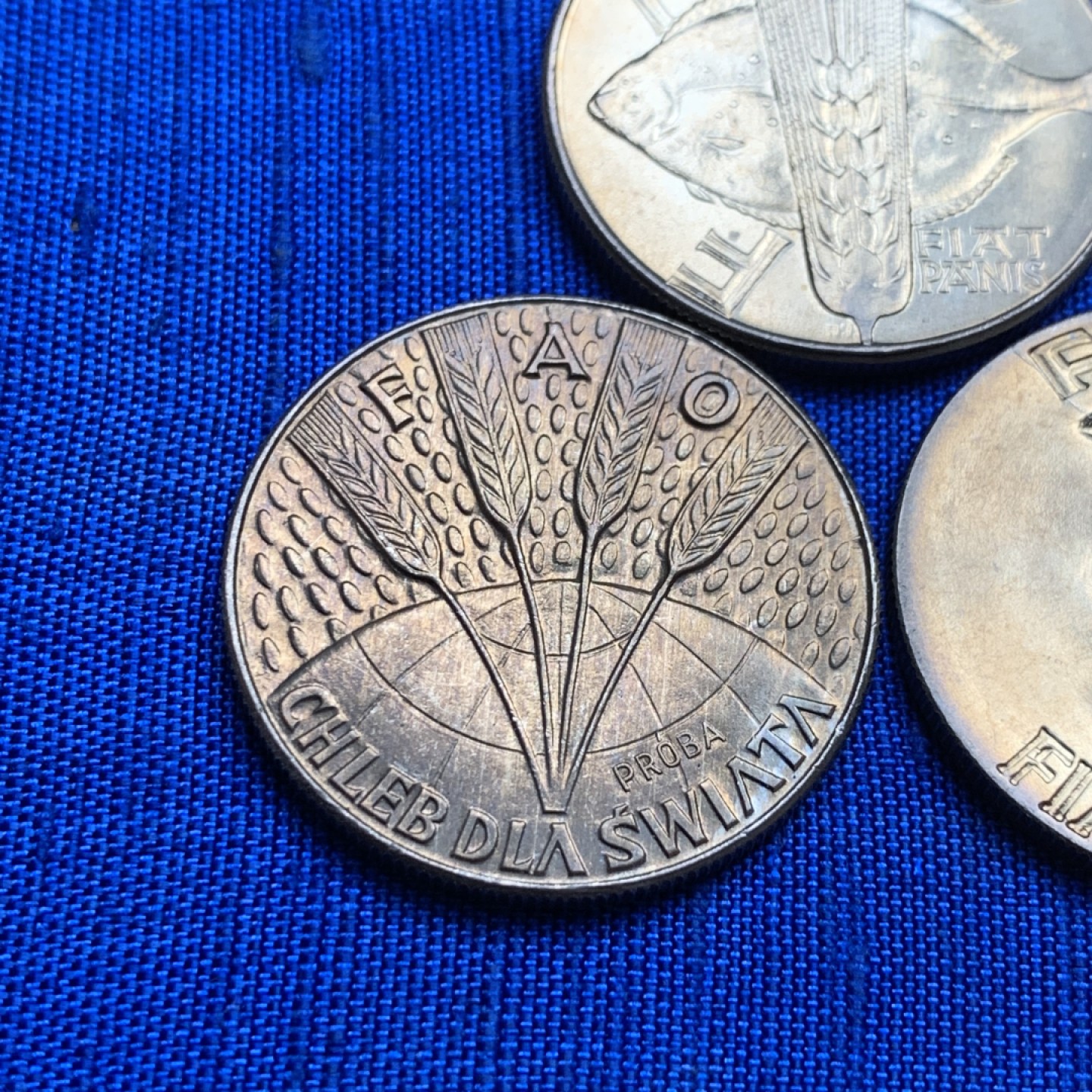 《竞宝斋》第128场-周日，周一 ，2场连拍（全场包邮） 波兰  1971  FAO纪念币三枚 含两枚样币