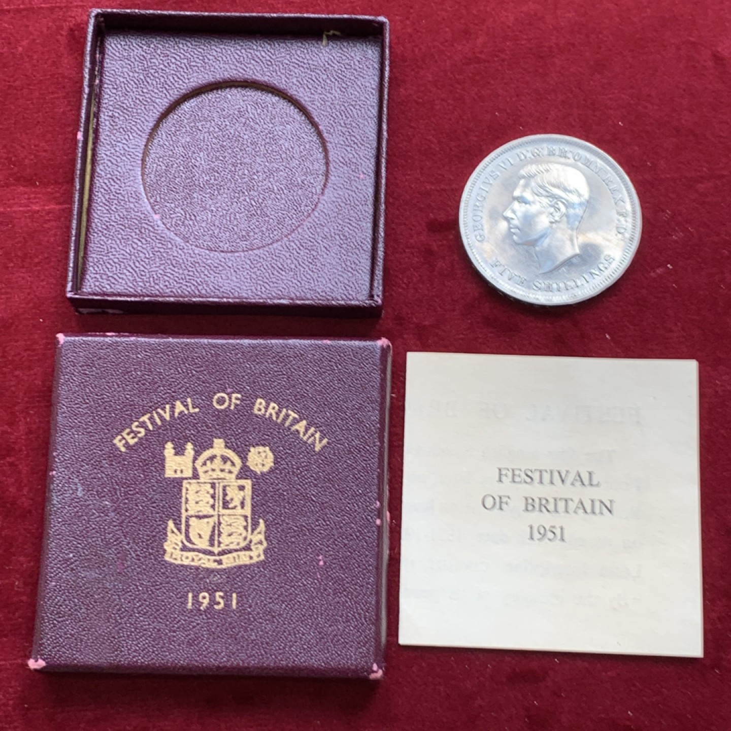 《竞宝斋》第128场-周日，周一 ，2场连拍（全场包邮） 英国 1951年 乔治六世 最后的马剑 克朗镍马剑 带红盒