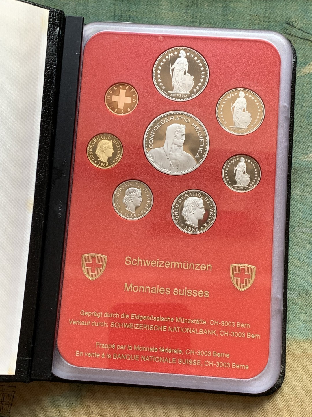 《竞宝斋》第128场-周日，周一 ，2场连拍（全场包邮） 瑞士1988年精制套币