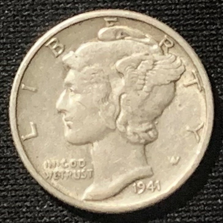 紫瑗钱币——第244期拍卖 美国 1941年 小飞侠 墨丘比利 10美分 2.5克 0.9银