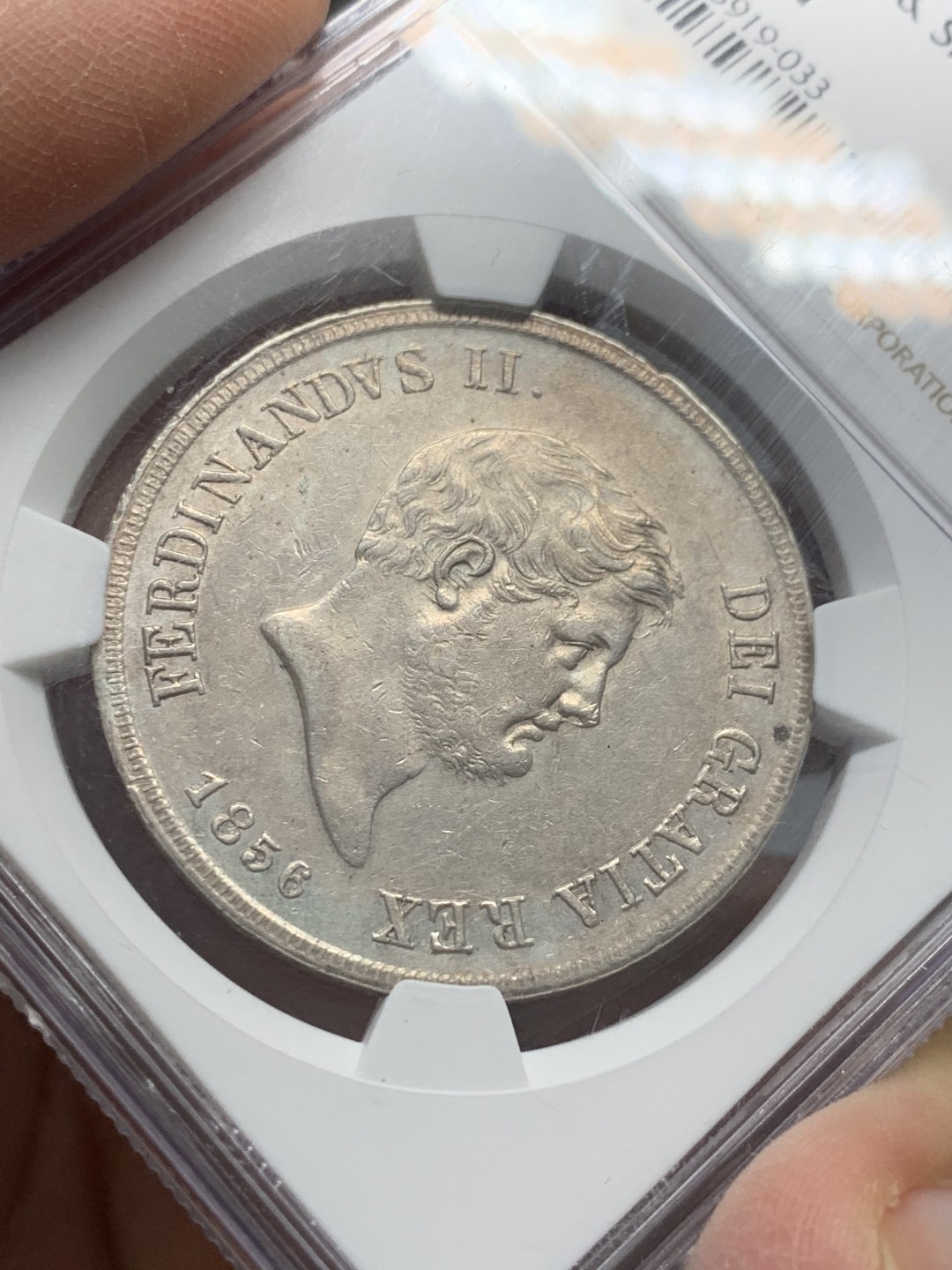 《竞宝斋》第128场-周日，周一 ，2场连拍（全场包邮） NGC-MS61,意大利那不勒斯&西西里，1856年，120G大银 MS极少