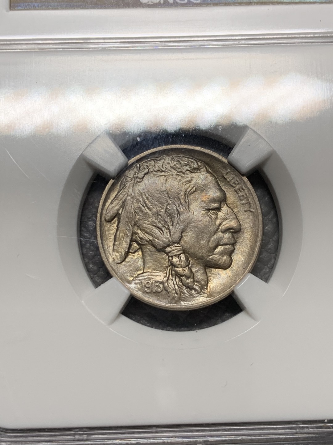 《竞宝斋》第128场-周日，周一 ，2场连拍（全场包邮） NGC MS65 美国 1913年 印第安 牦牛 5分 早期年份 N老盒 状态很不错