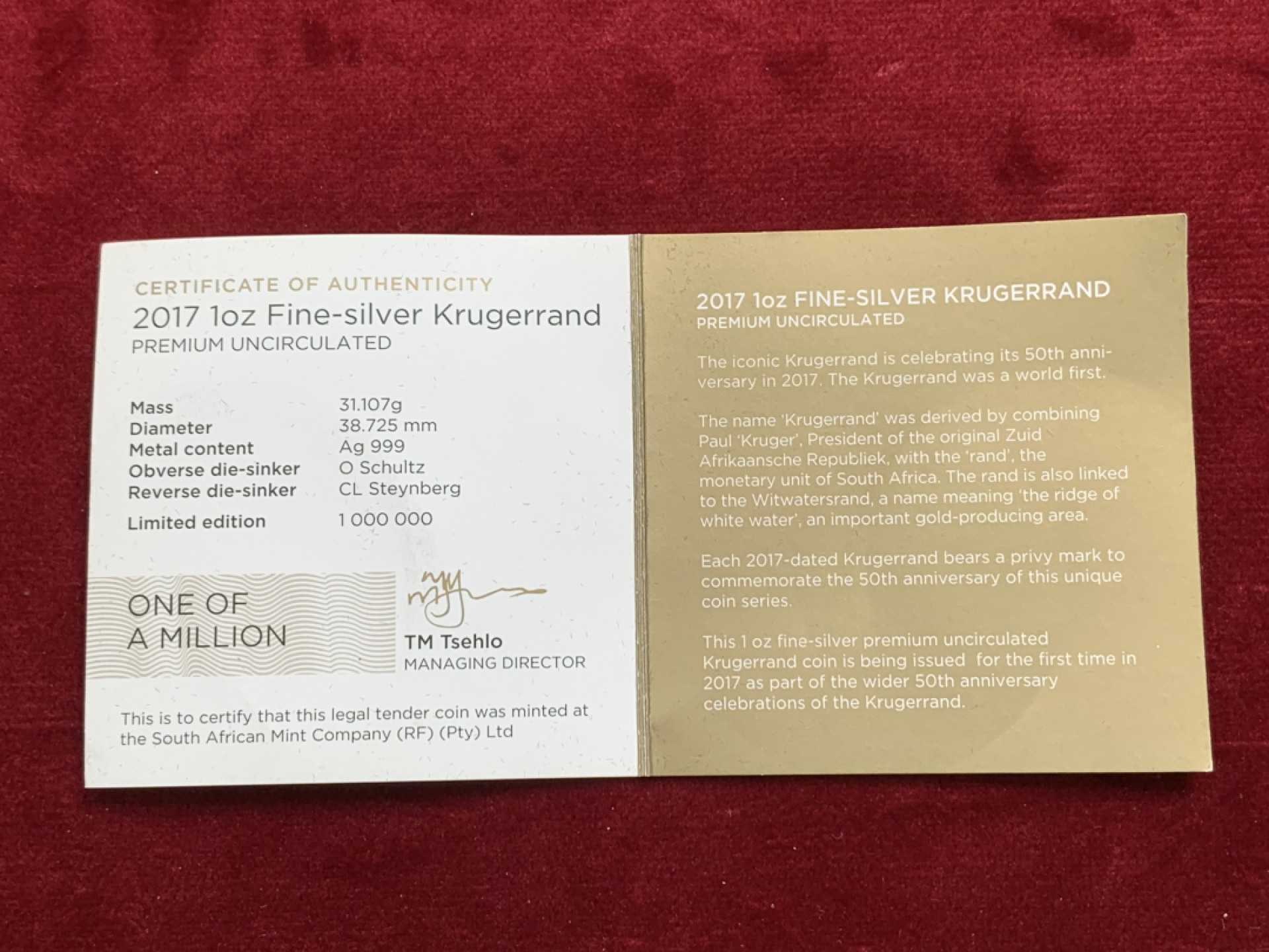 《竞宝斋》第128场-周日，周一 ，2场连拍（全场包邮） 南非 2017年 羚羊 1盎司 银币 999银 31.1克 带原袋 证书