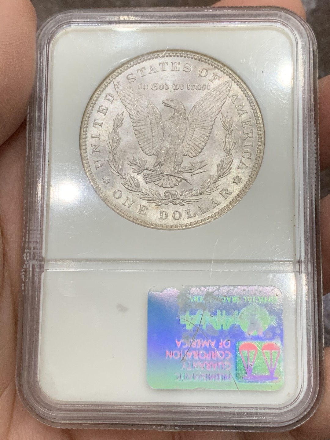 《竞宝斋》第128场-周日，周一 ，2场连拍（全场包邮） NGC-MS64,美国1888年摩根银币，N老盒子，好年份