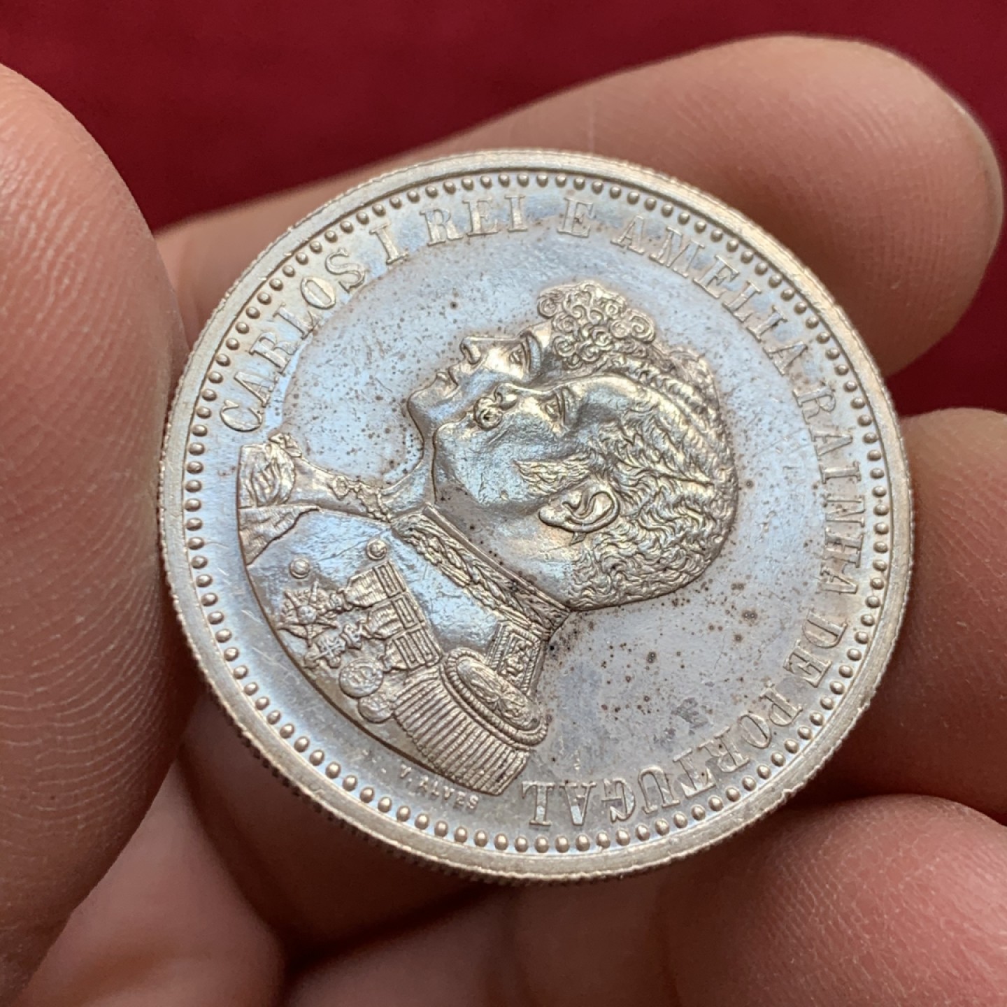 《竞宝斋》第128场-周日，周一 ，2场连拍（全场包邮） 葡萄牙 1898年葡萄牙发现印度400周年纪念银币 500瑞斯 半元型