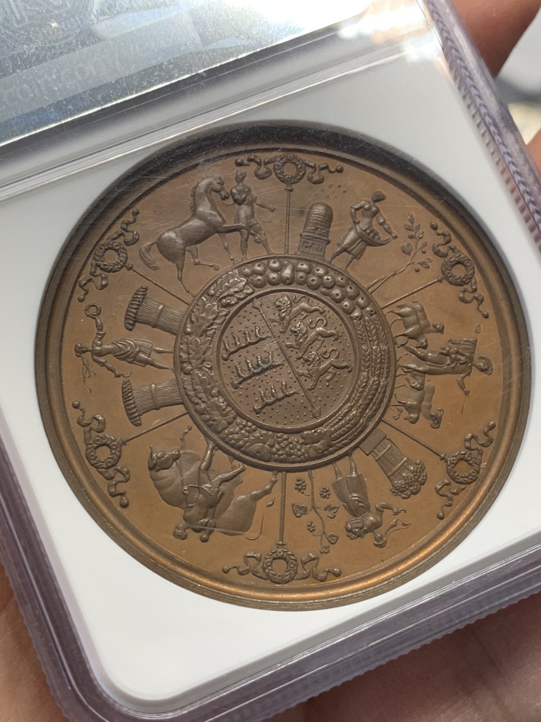 《竞宝斋》第128场-周日，周一 ，2场连拍（全场包邮） NGC MS63 19世纪德国符腾堡农业题材铜章 设计别致 细节细腻惊人