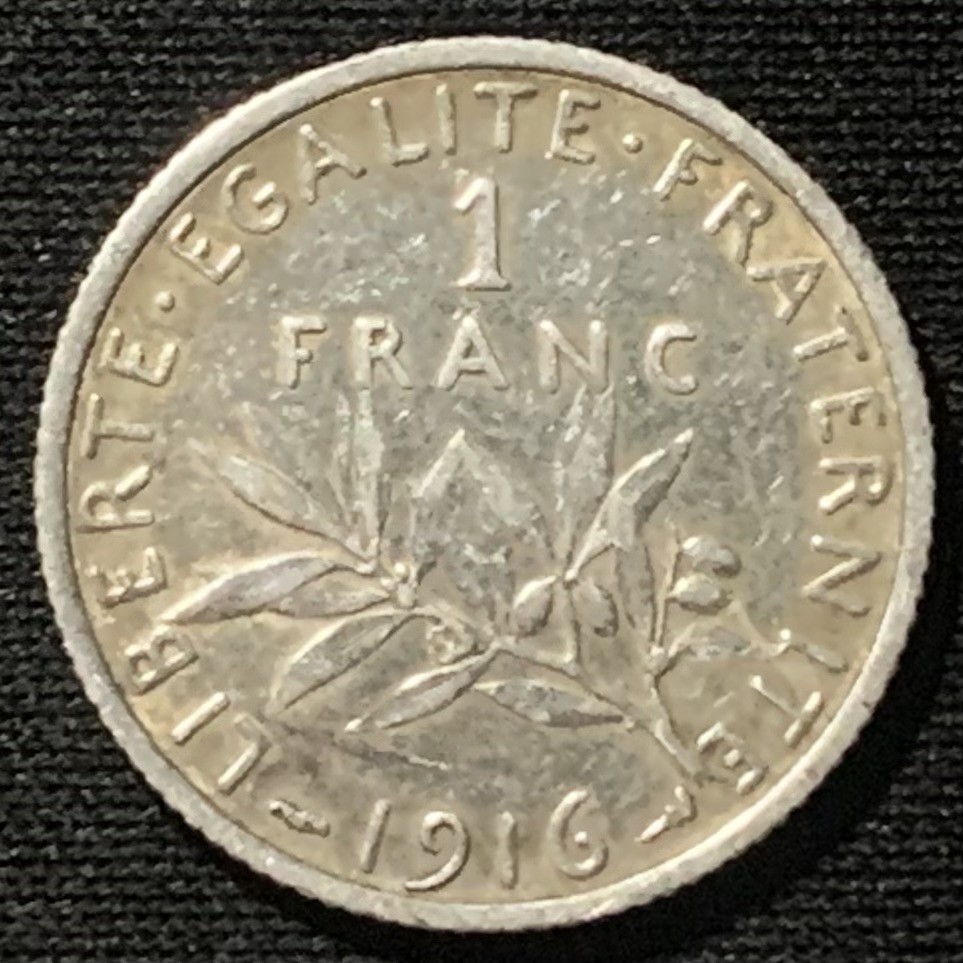 紫瑗钱币——第244期拍卖 法国 1916年 播种女神 1法郎 5克 0.835银