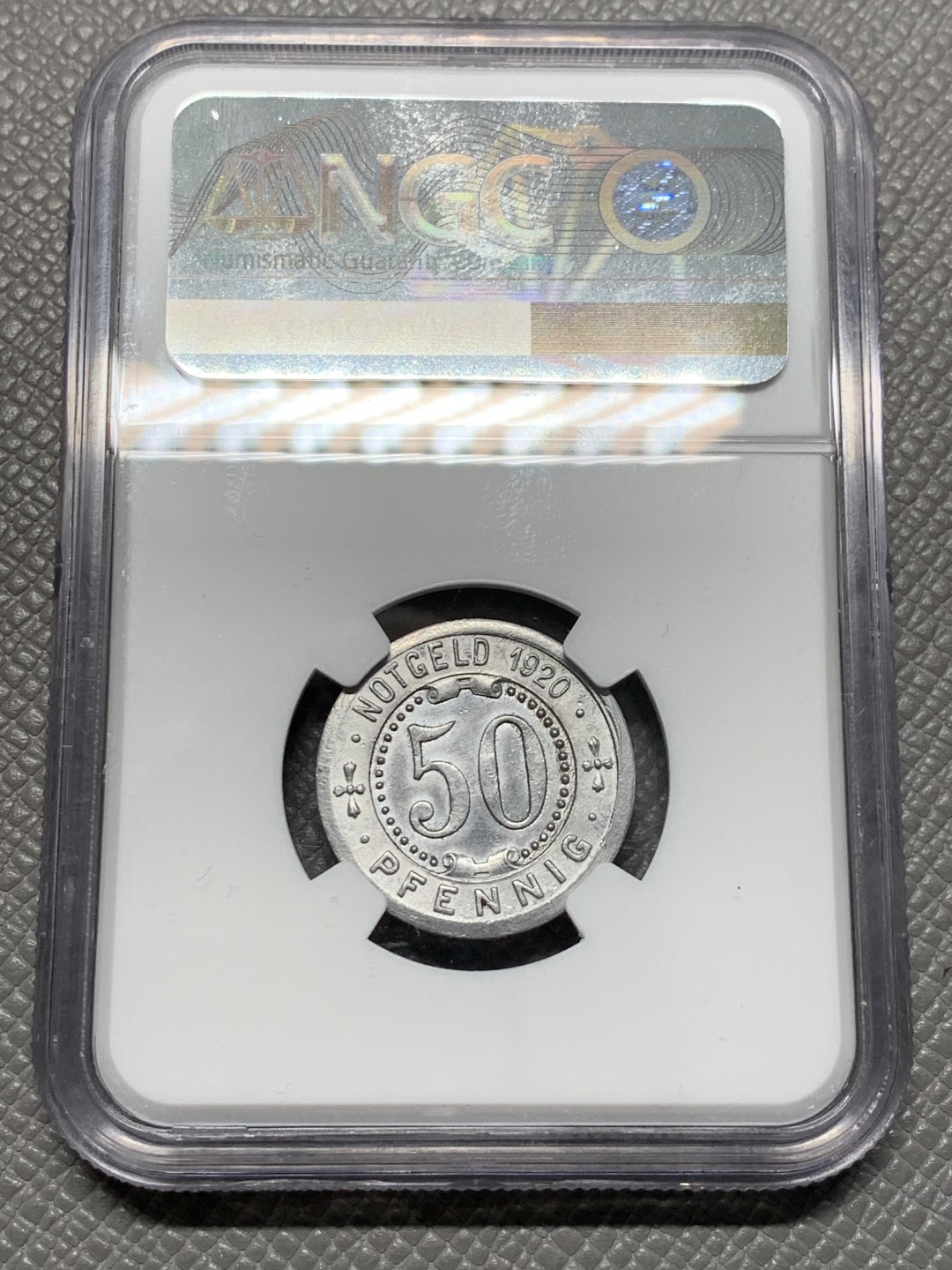 《竞宝斋》第128场-周日，周一 ，2场连拍（全场包邮） NGC-UNC 德国1920 门登洞熊，50芬尼铝币