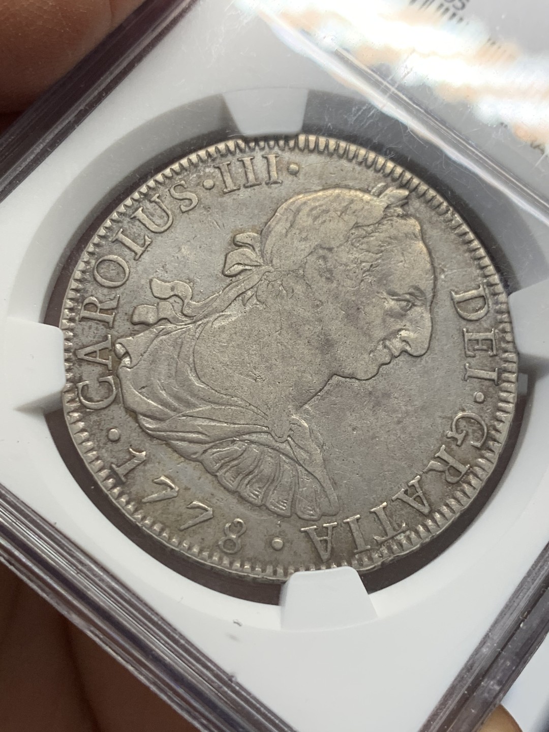 《竞宝斋》第128场-周日，周一 ，2场连拍（全场包邮） NGC XF40  1778年 墨西哥卡三大银币，有分难得，状态不错