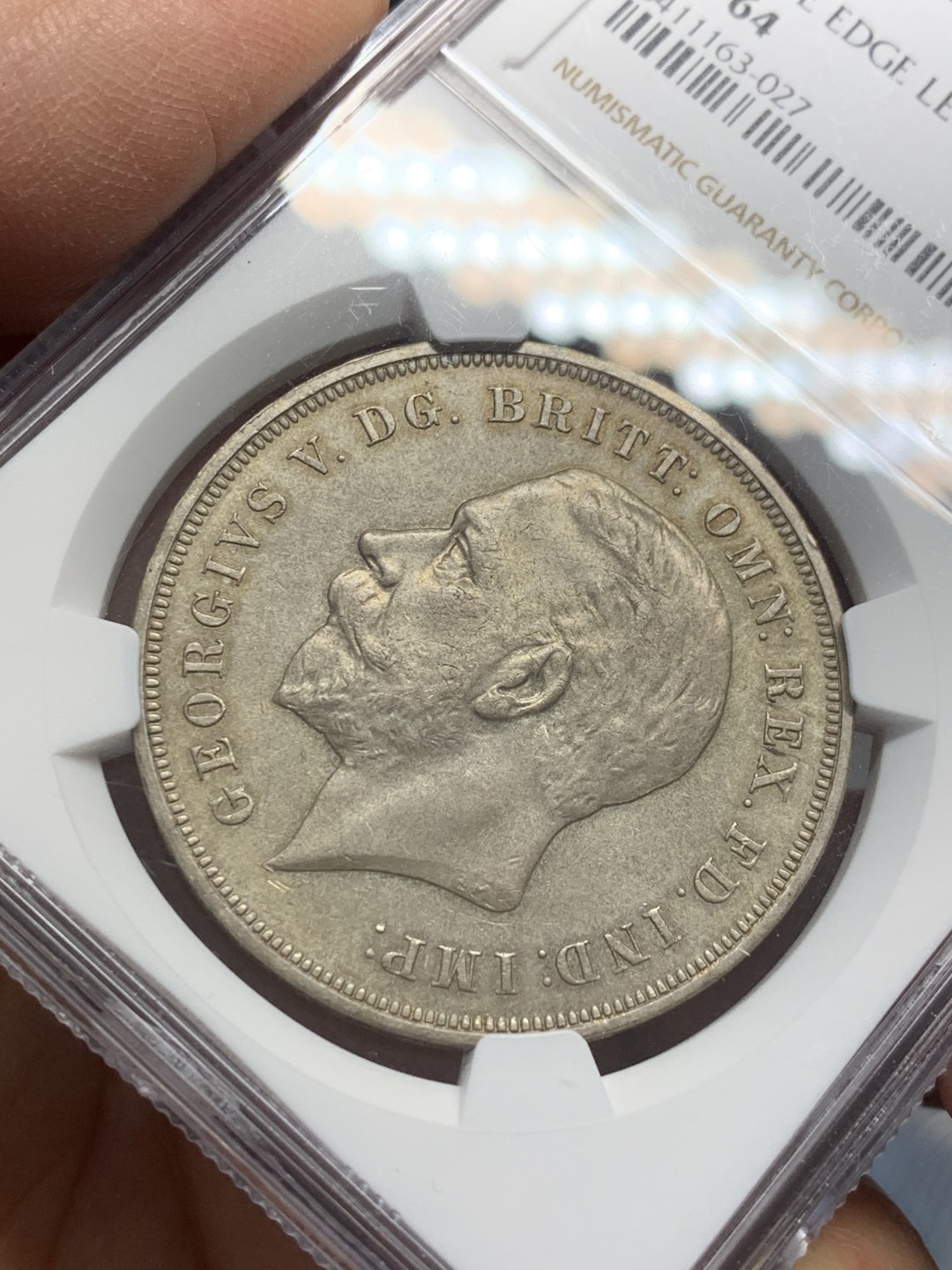 《竞宝斋》第128场-周日，周一 ，2场连拍（全场包邮） NGC-MS64 英国 1935年 1克朗 乔五木马剑银币 原味无洗 英系必备品种
