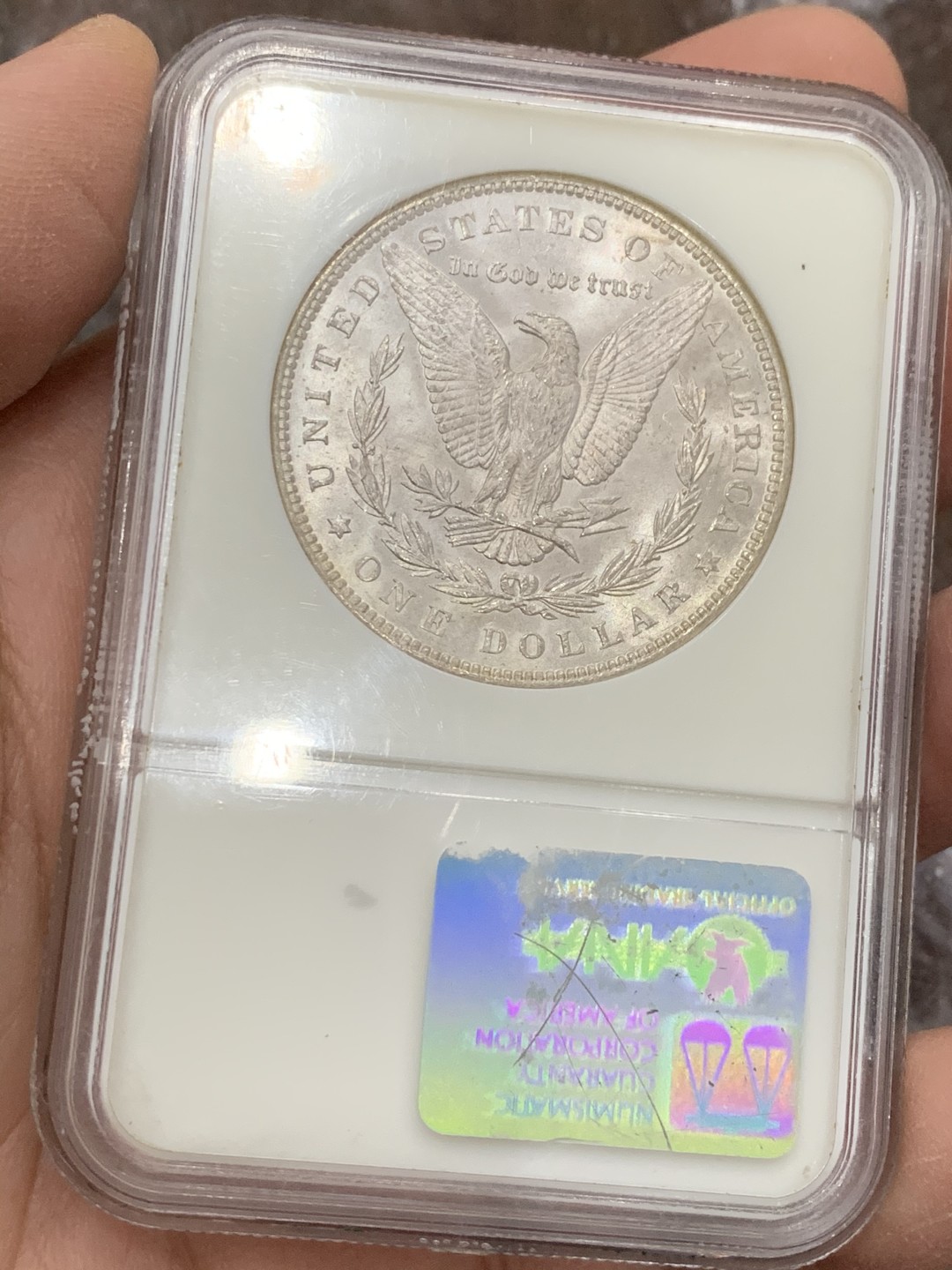 《竞宝斋》第128场-周日，周一 ，2场连拍（全场包邮） NGC-MS64,美国1888年摩根银币，N老盒子，好年份