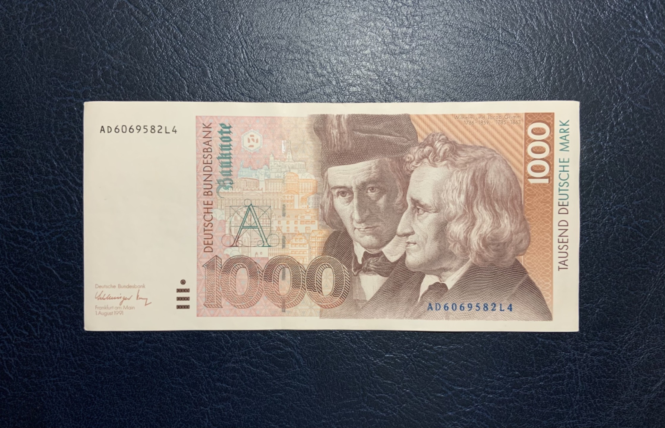 收藏联盟Quantum Auction 第221期拍卖 （已更新） 德国联邦1991年1000马克 品相AU- 童话大师格林兄弟