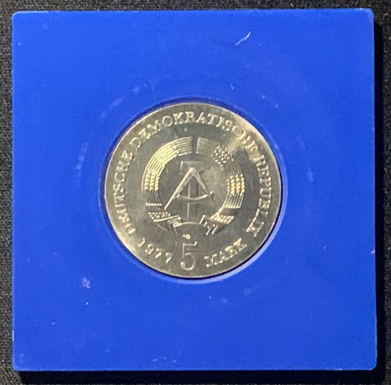 紫瑗钱币——第244期拍卖 民主德国 1977年 弗里德里希·路德维希·杨 逝世125周年 5马克 纪念币 原盒