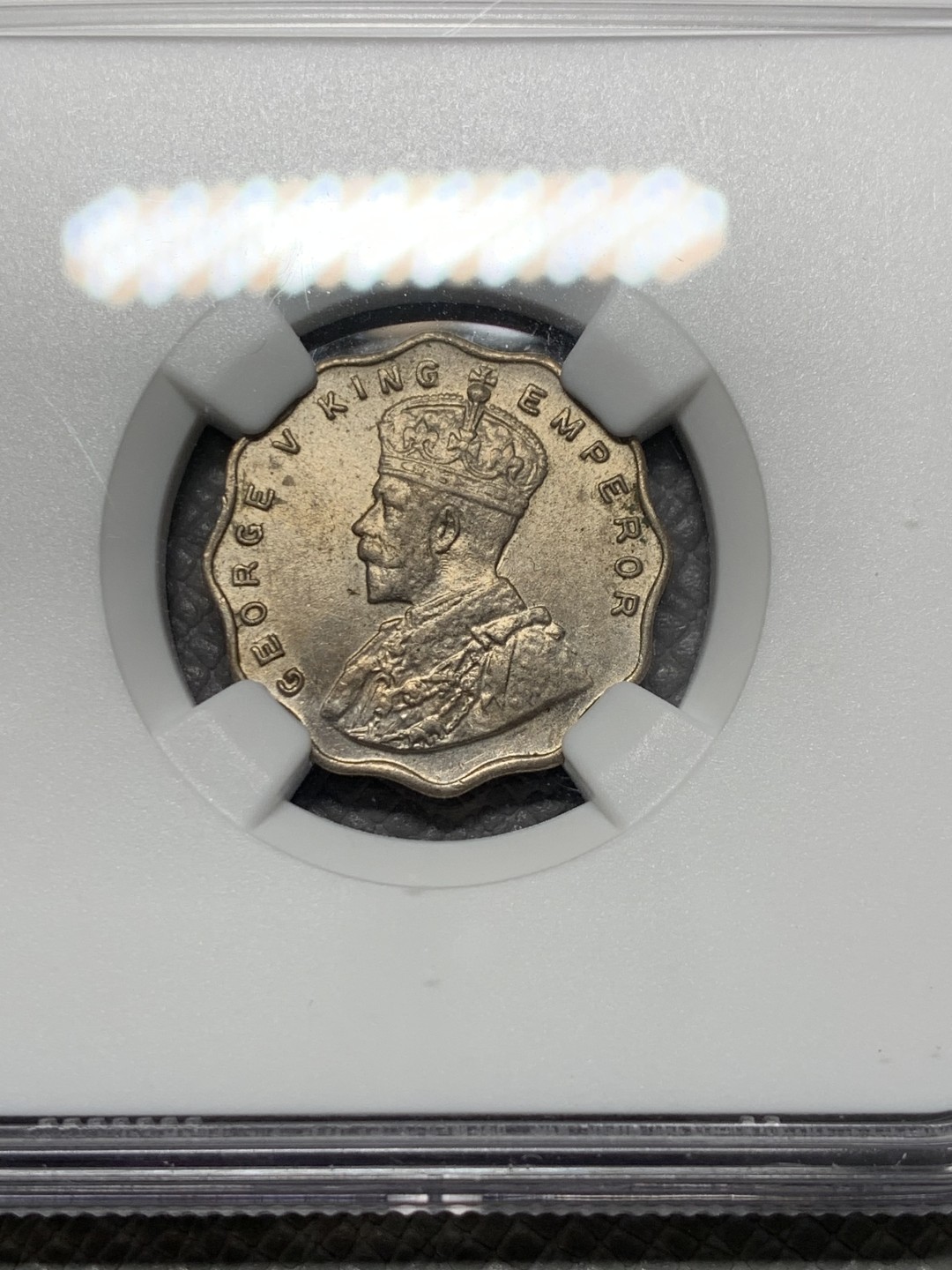 《竞宝斋》第128场-周日，周一 ，2场连拍（全场包邮） NGC-AU58 1935年 印度 乔治五世印度1安娜 漂亮的花边型辅币，转光流畅