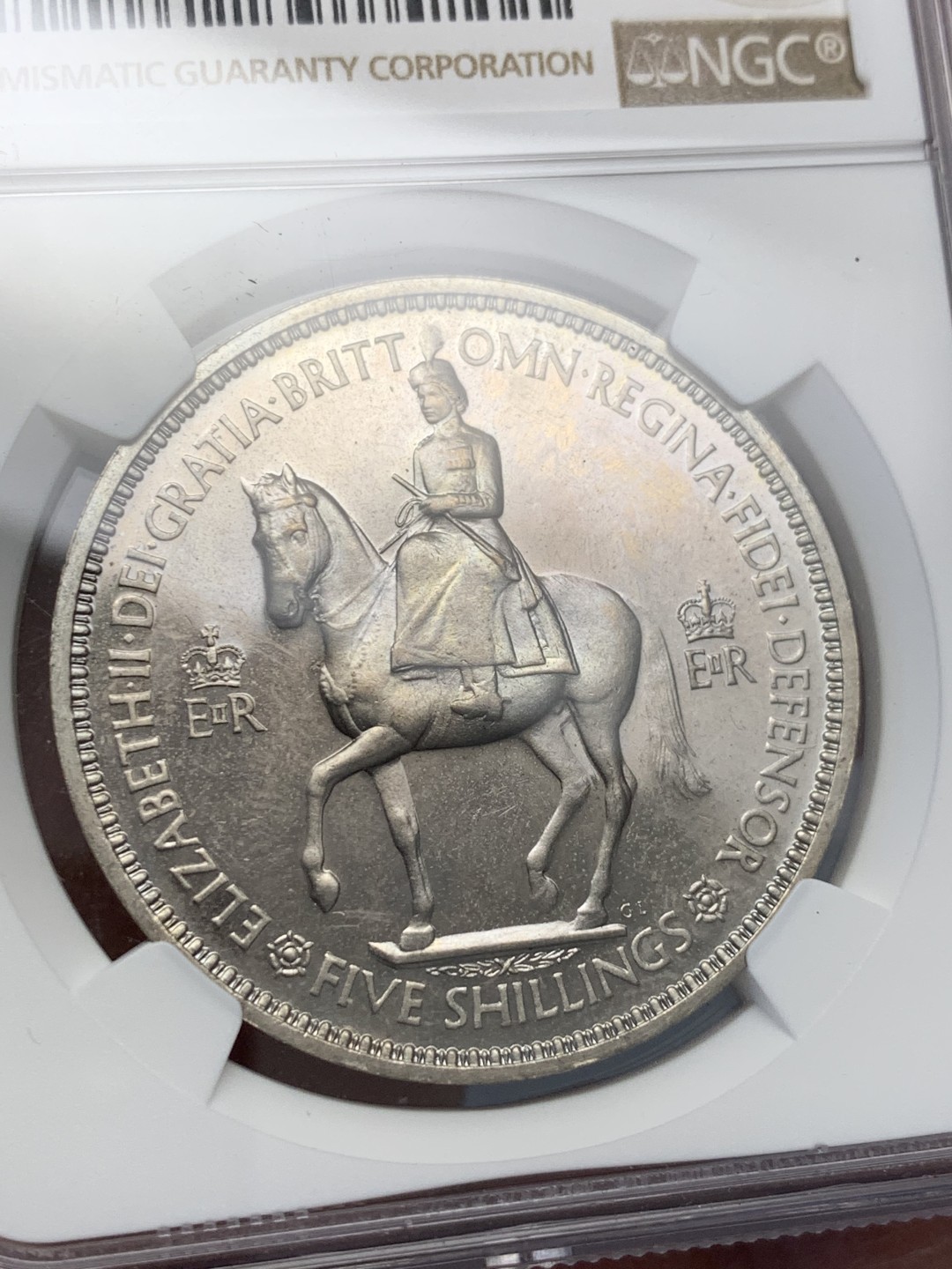 《竞宝斋》第128场-周日，周一 ，2场连拍（全场包邮） NGC-PF64 1953年 英国 伊丽莎白二世首年加冕克朗，热门品种